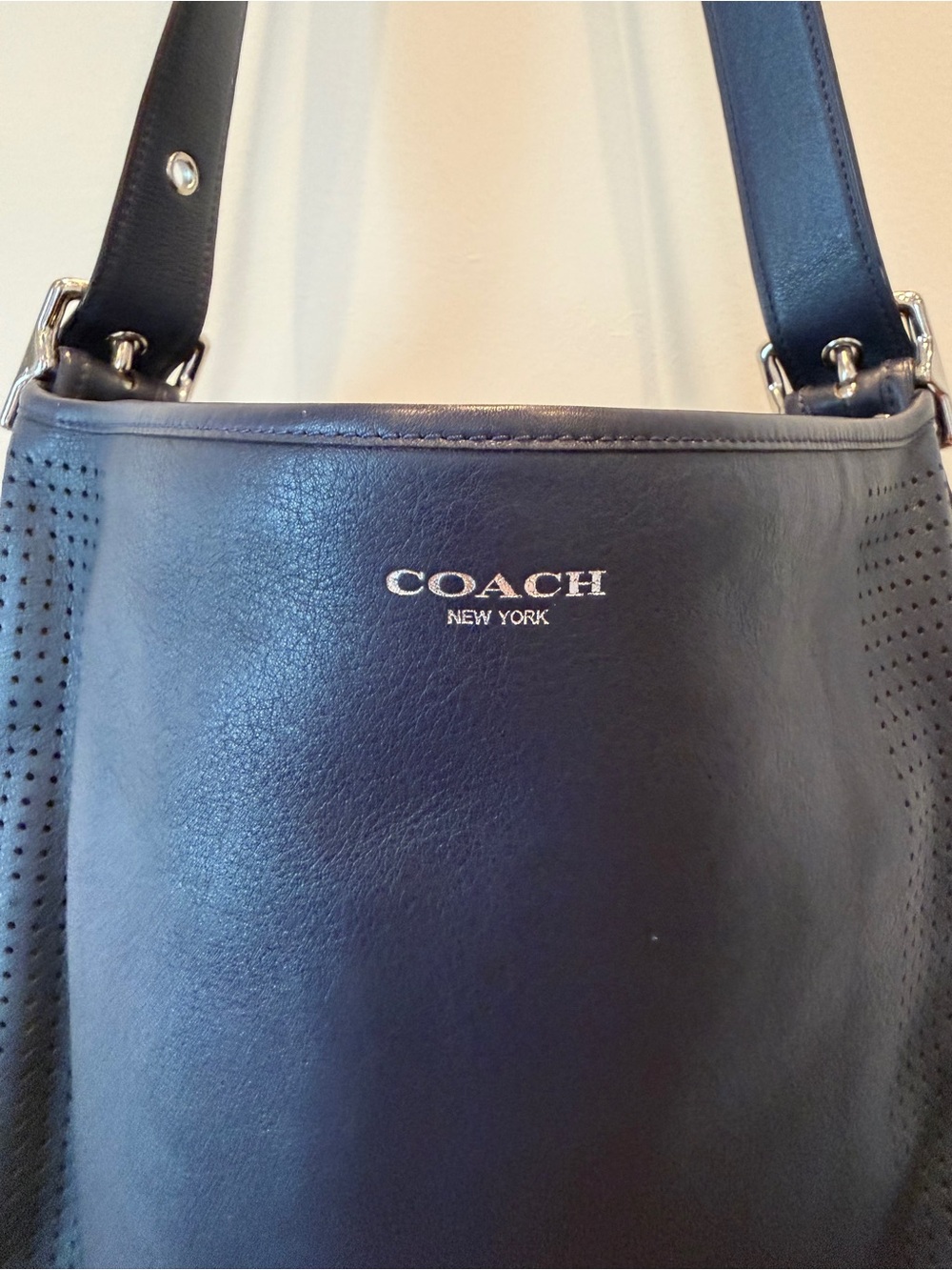 Coach navy shoulder bucket bag